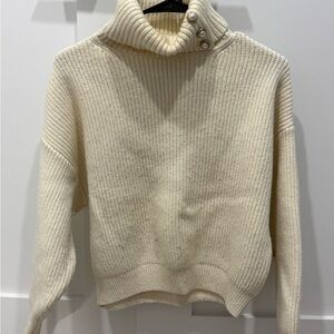 H&M Cream Buttoned Cowl Neck Sweater